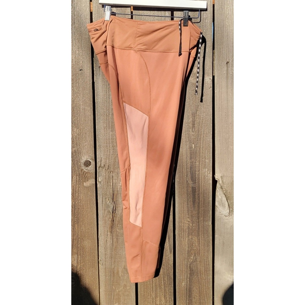 Nike Air Dri-FIT W XL 7/8 Running Leggings Rust Orange Mesh Zip Pocket Active - Picture 12 of 16